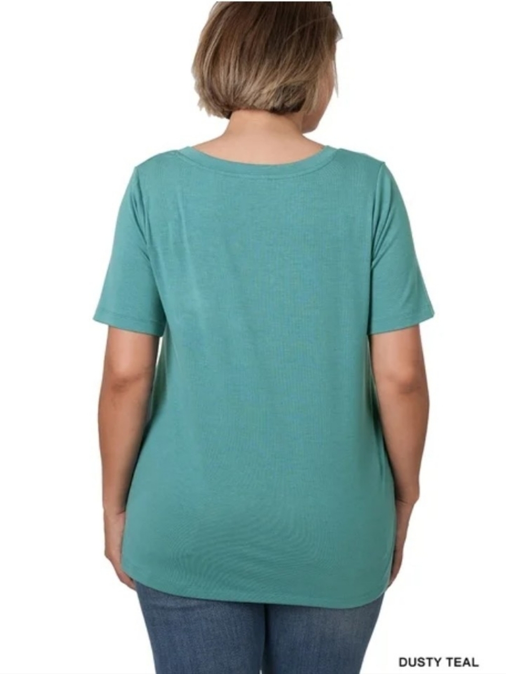 ZENANA Dusty Teal V-Neck Tee | Size 3XL | NWT - Picture 3 of 5